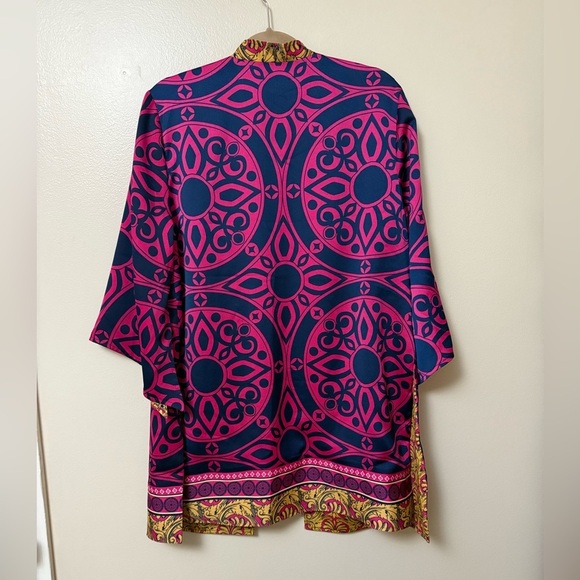 Chicos Reversible Ornate Printed Kimono Jacket Size 3P Pink Purple - Picture 2 of 13